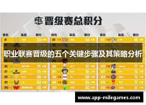 职业联赛晋级的五个关键步骤及其策略分析